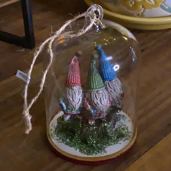 Pottery Barn Christmas Holiday Triple Gnome Cloche Ornament 🎄 - Picture 4 of 14